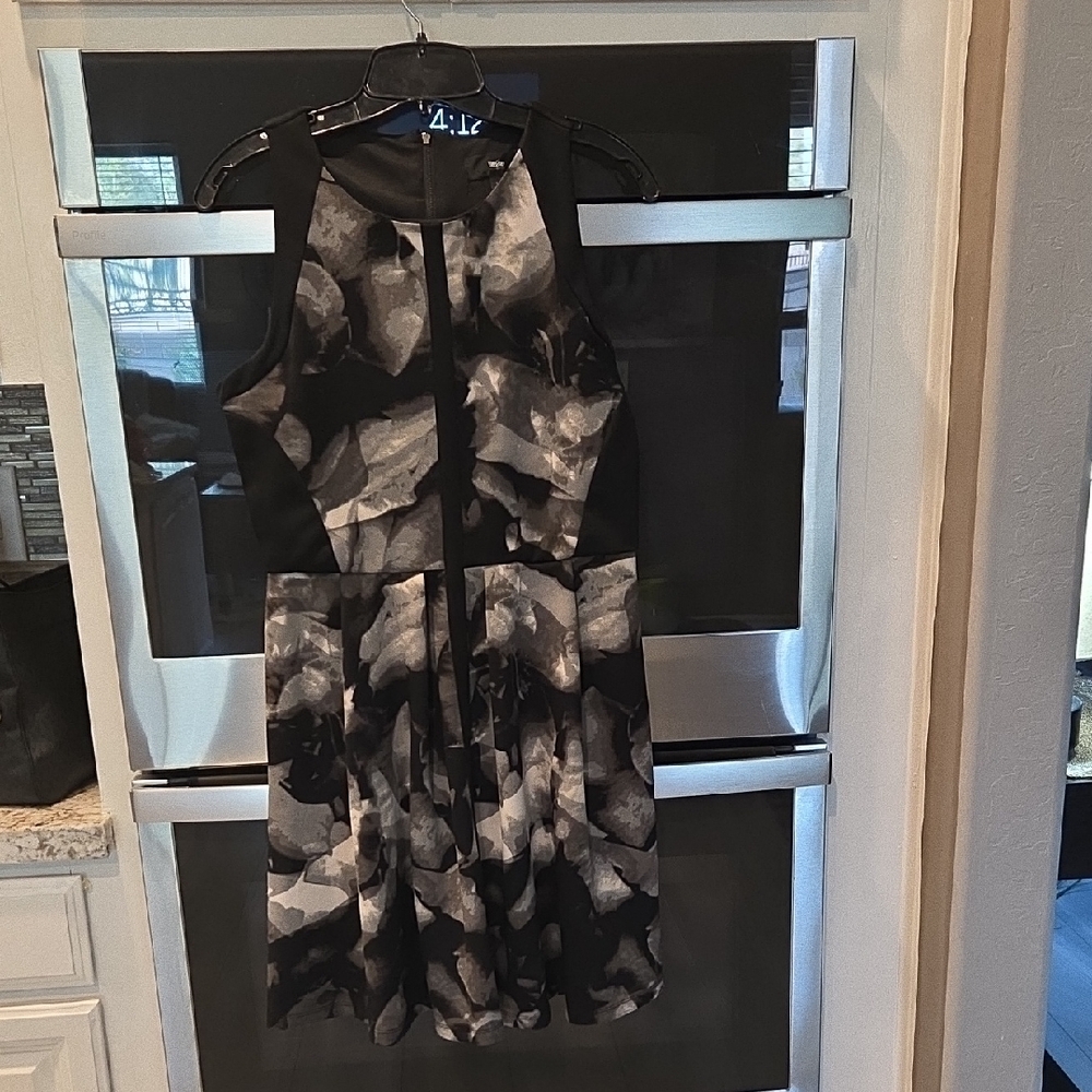 Mossimo Black and Gray Patterned Mini Dress